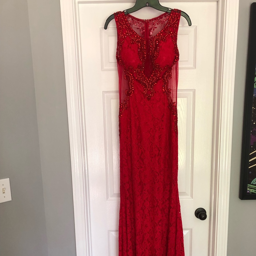 Red Lace Prom Dress